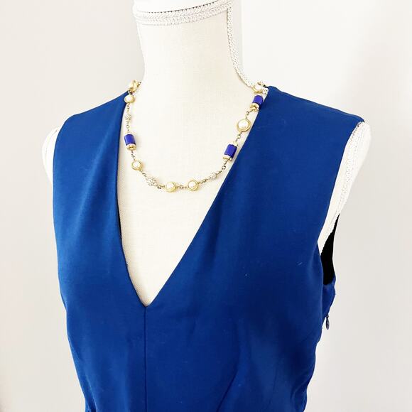Diane von Furstenberg Blue V-neck Sheath Dress - Picture 2 of 6